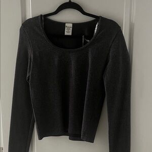 No Boundaries Charcoal Long Sleeve Ribbed Top